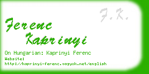 ferenc kaprinyi business card